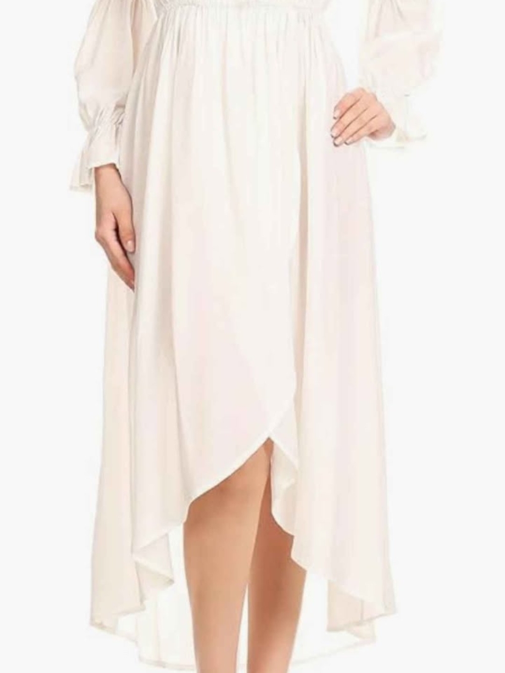 Off-Shoulder Cream High-Low Dress - Picture 8 of 8